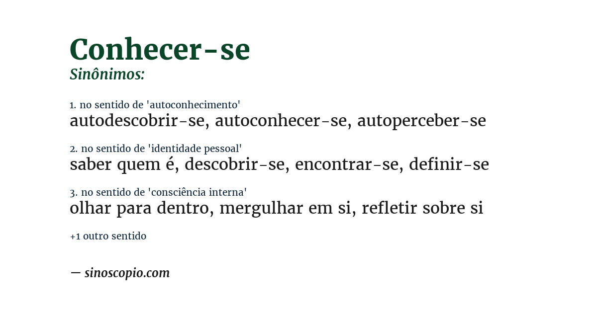 Sinônimo de conhecer-se