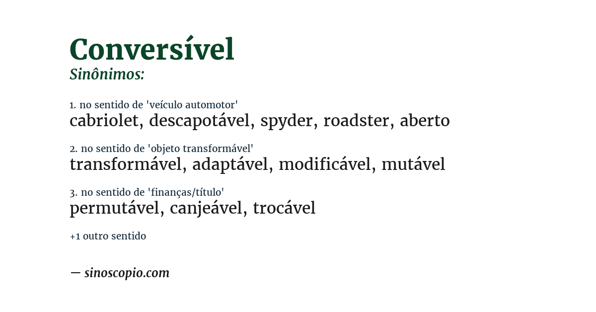 Sinônimo de conversível