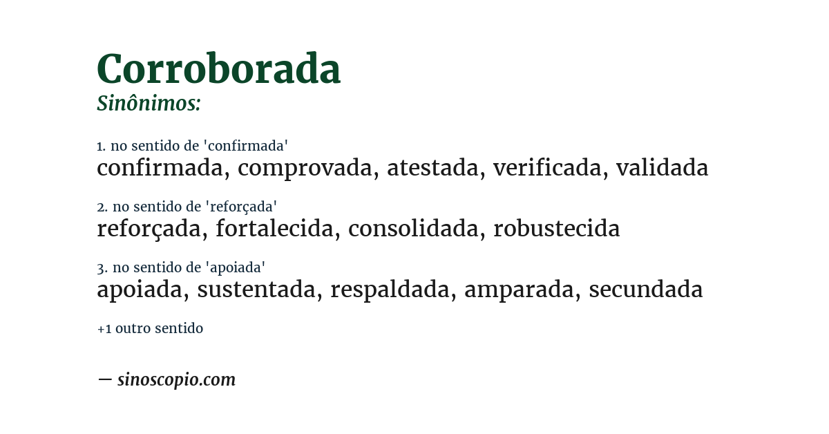 Sinônimo de corroborada