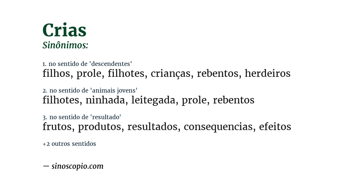 Sinônimo de crias