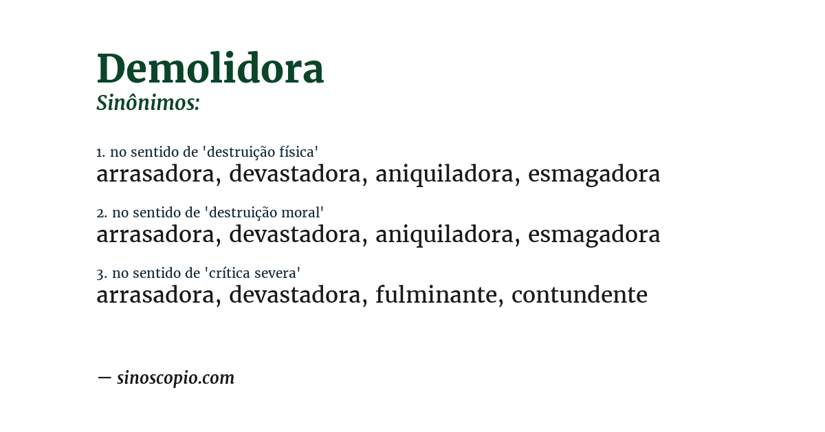 Sinônimo de demolidora