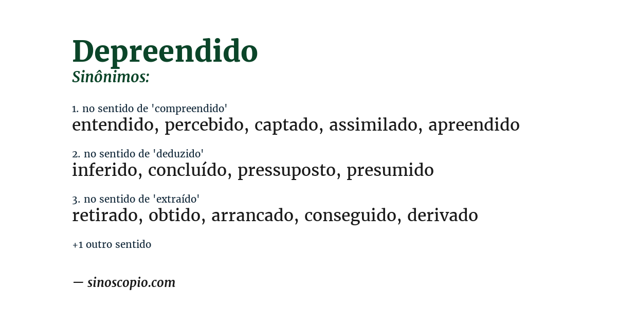 Sinônimo de depreendido