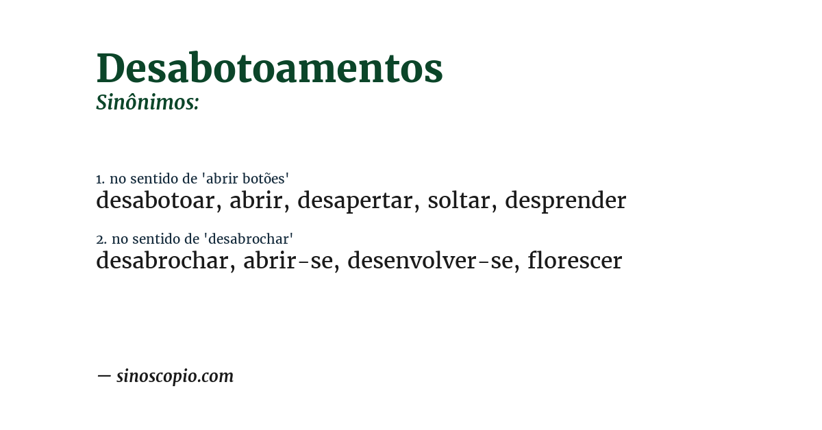 Sinônimo de desabotoamentos