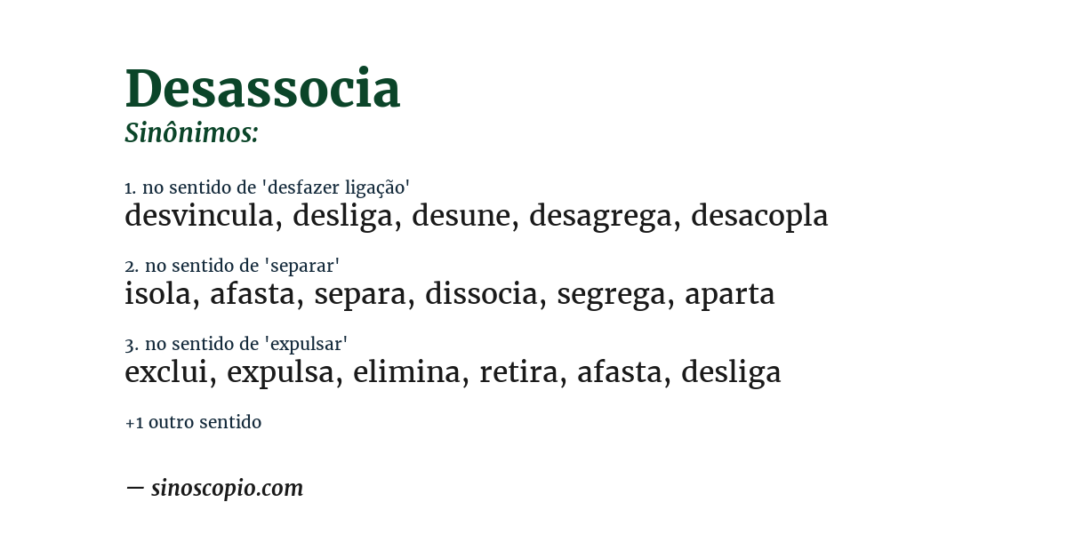 Sinônimo de desassocia