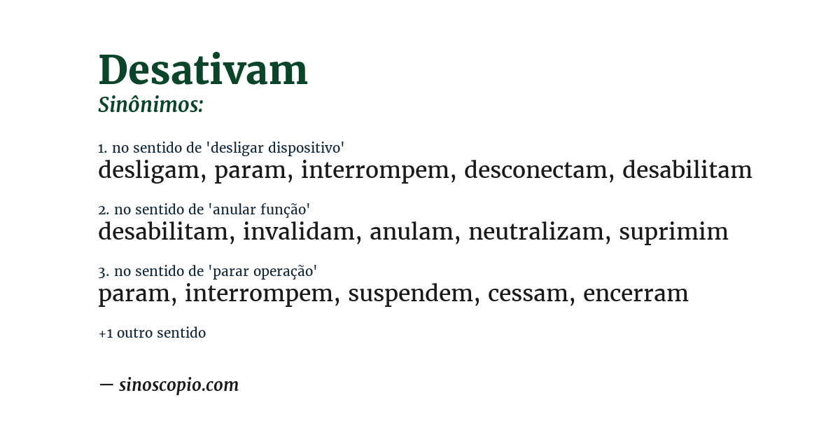 Sinônimo de desativam