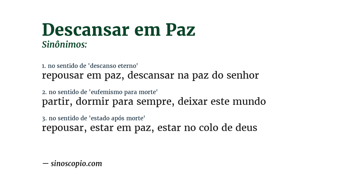 Sinônimo de descansar em paz