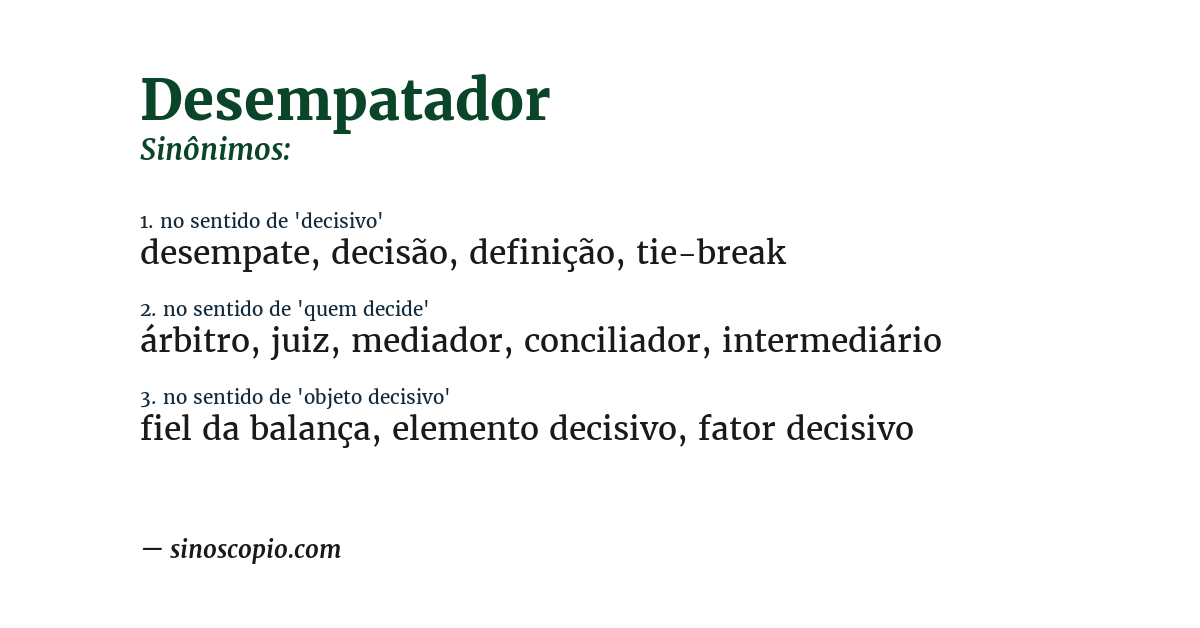 Sinônimo de desempatador