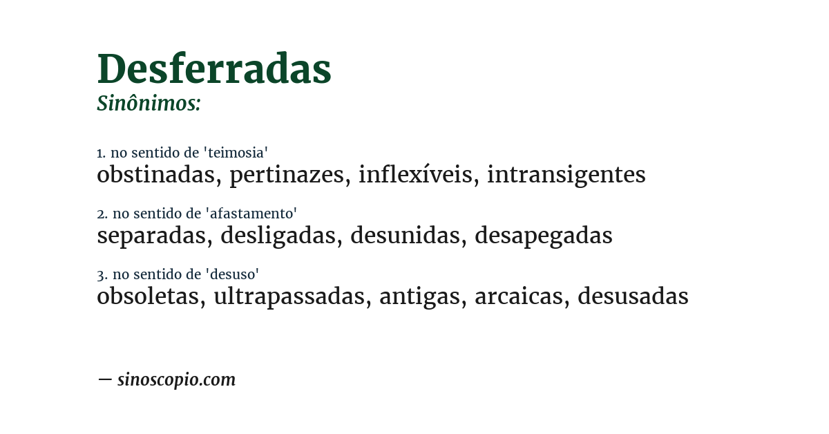 Sinônimo de desferradas