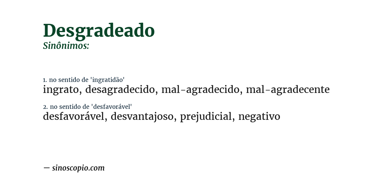 Sinônimo de desgradeado