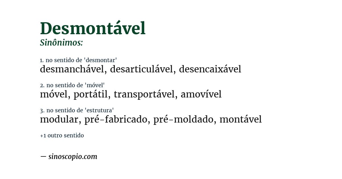 Sinônimo de desmontável
