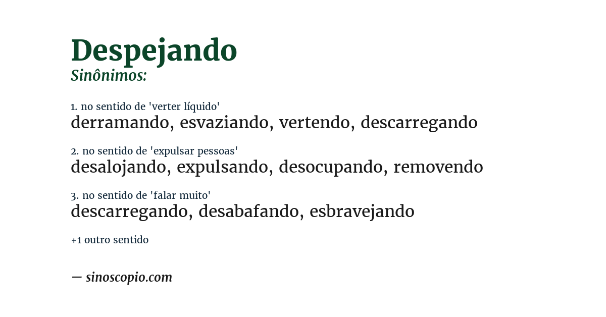 Sinônimo de despejando