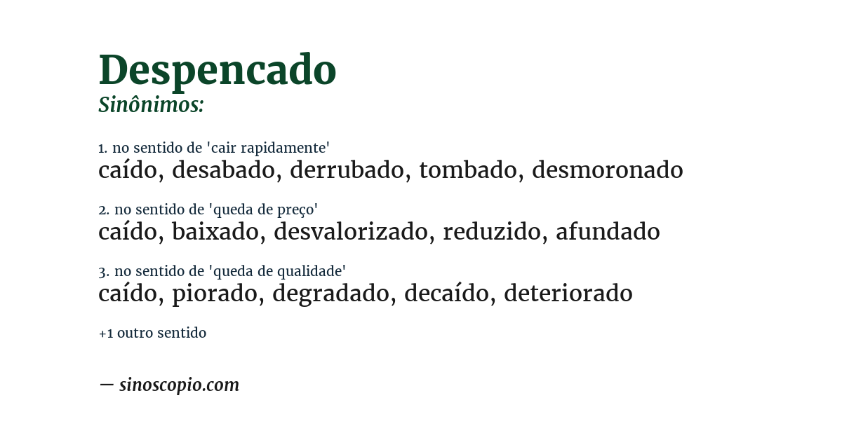 Sinônimo de despencado