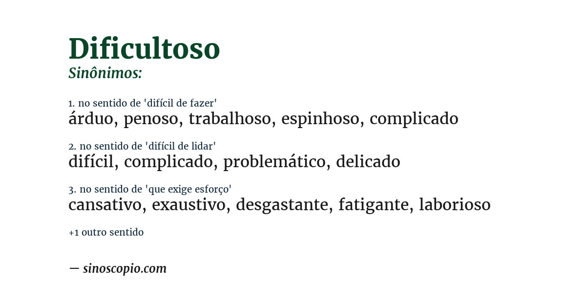 Sinônimo de dificultoso