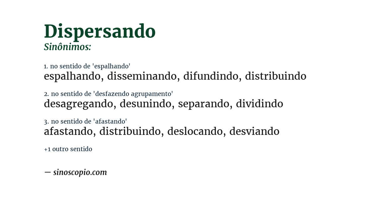 Sinônimo de dispersando