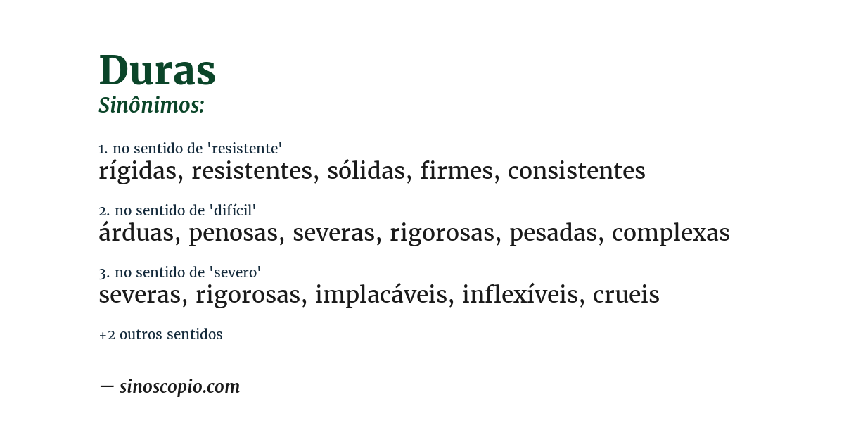 Sinônimo de duras