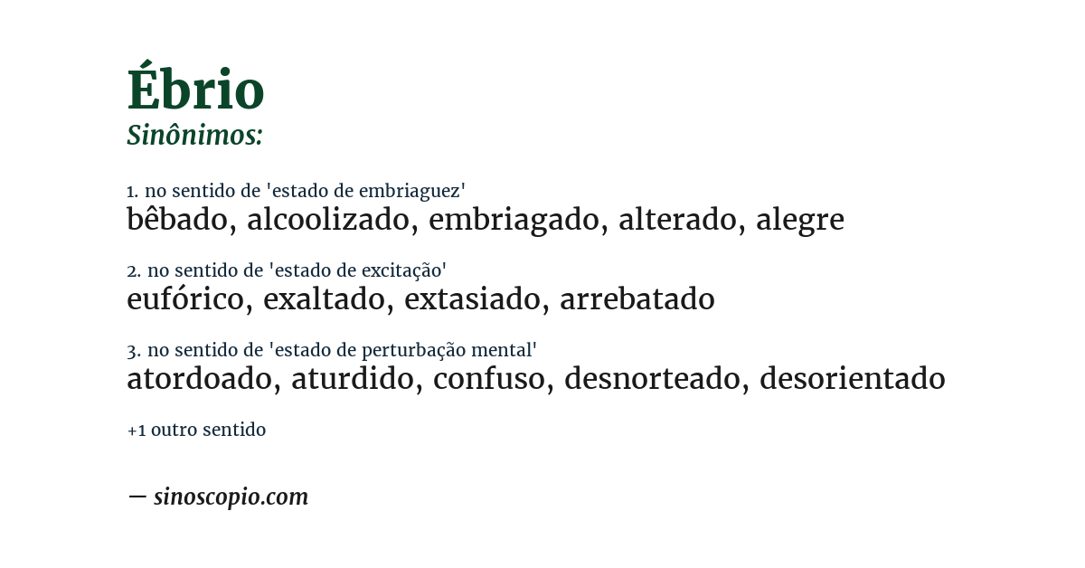 Sinônimo de ébrio