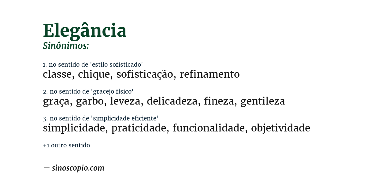 Sinônimo de elegância