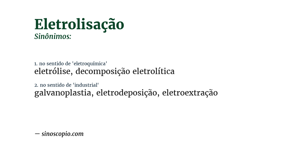 Sinônimo de eletrolisação