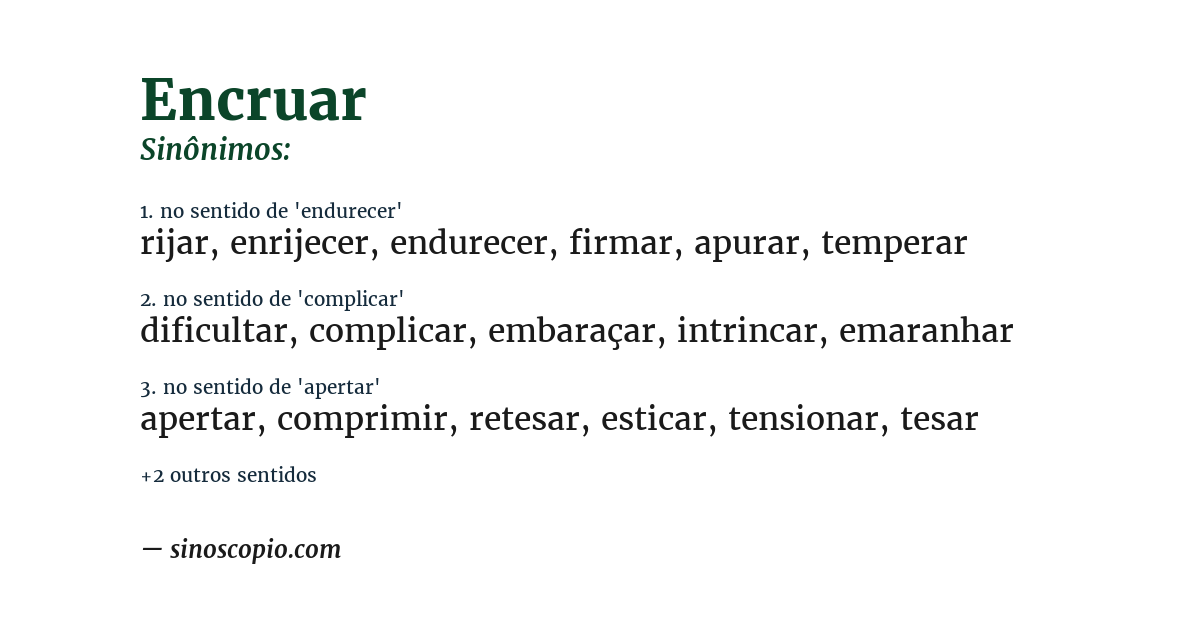 Sinônimo de encruar