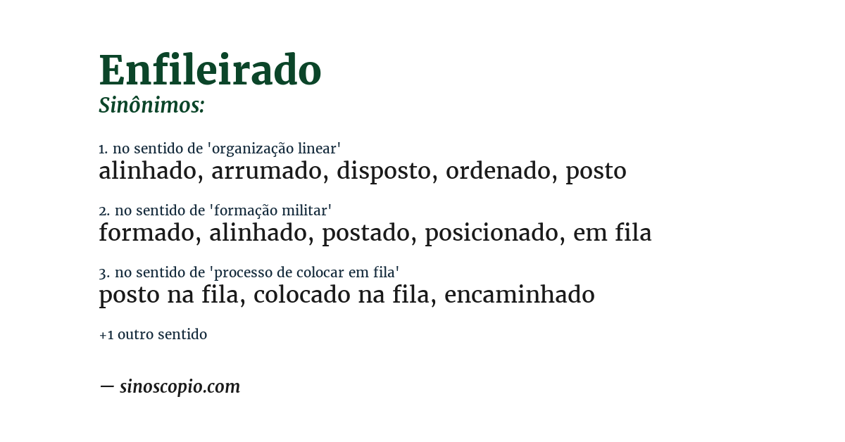 Sinônimo de enfileirado