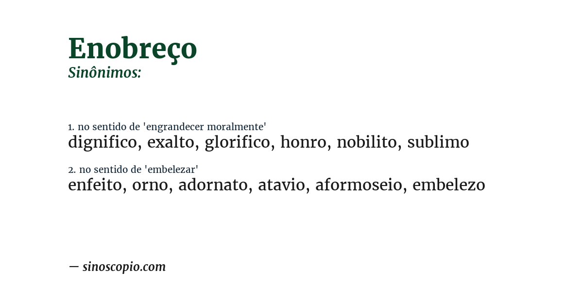 Sinônimo de enobreço