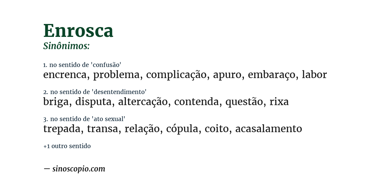 Sinônimo de enrosca