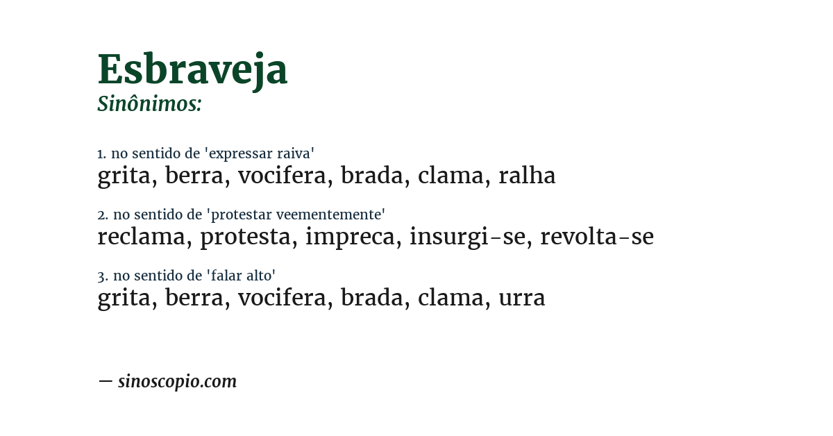 Sinônimo de esbraveja
