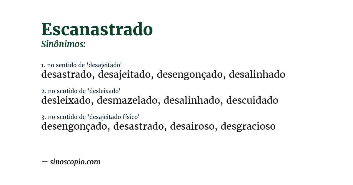 Sinônimo de escanastrado