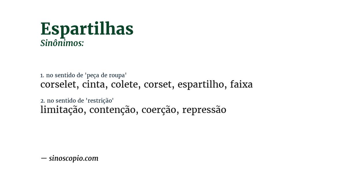 Sinônimo de espartilhas