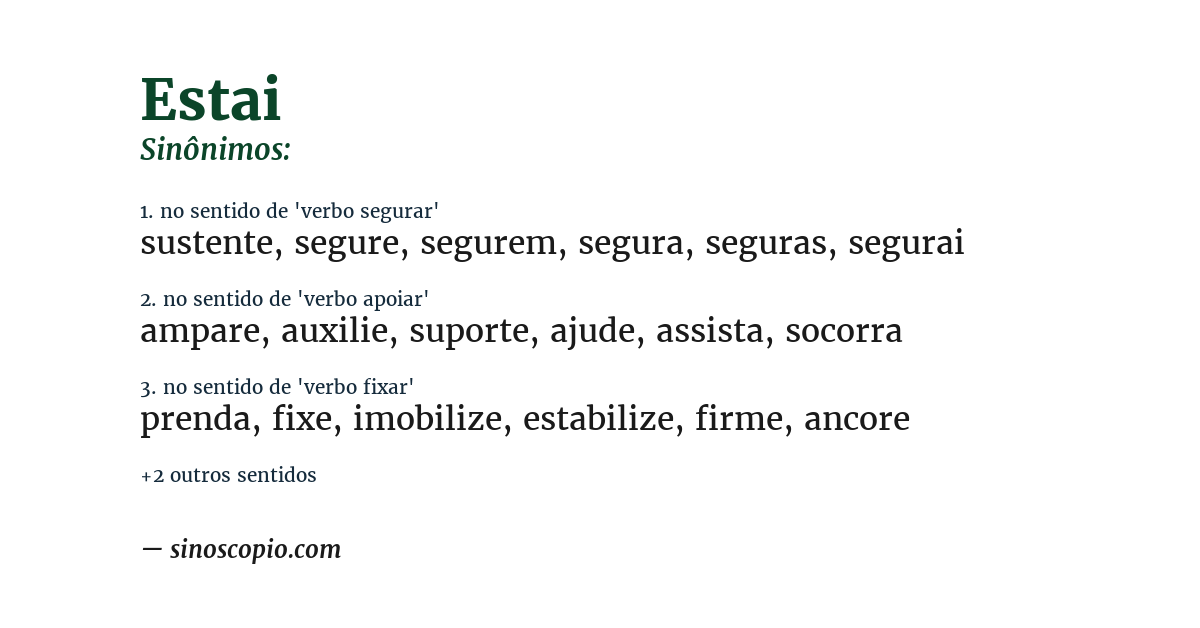 Sinônimo de estai