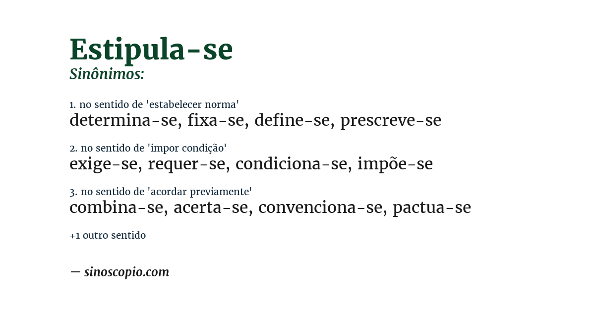 Sinônimo de estipula-se