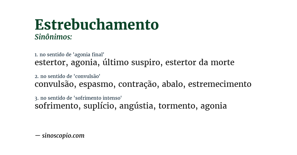 Sinônimo de estrebuchamento