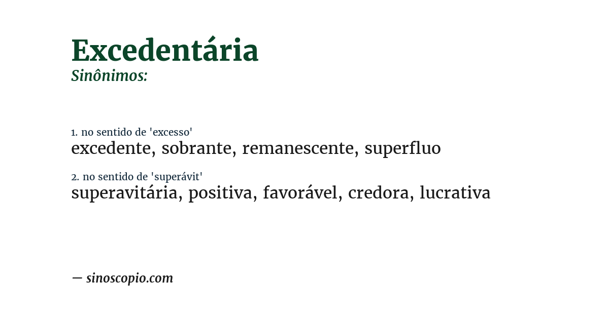 Sinônimo de excedentária