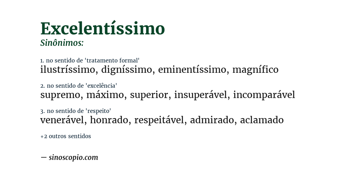 Sinônimo de excelentíssimo
