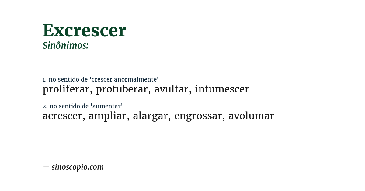 Sinônimo de excrescer