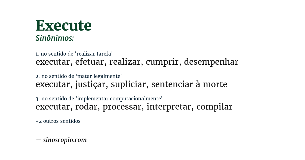 Sinônimo de execute