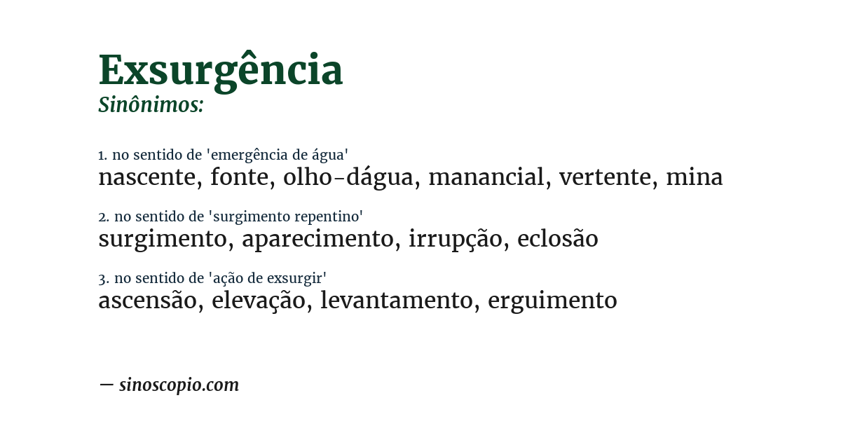 Sinônimo de exsurgência