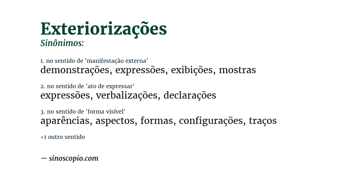 Sinônimo de exteriorizações