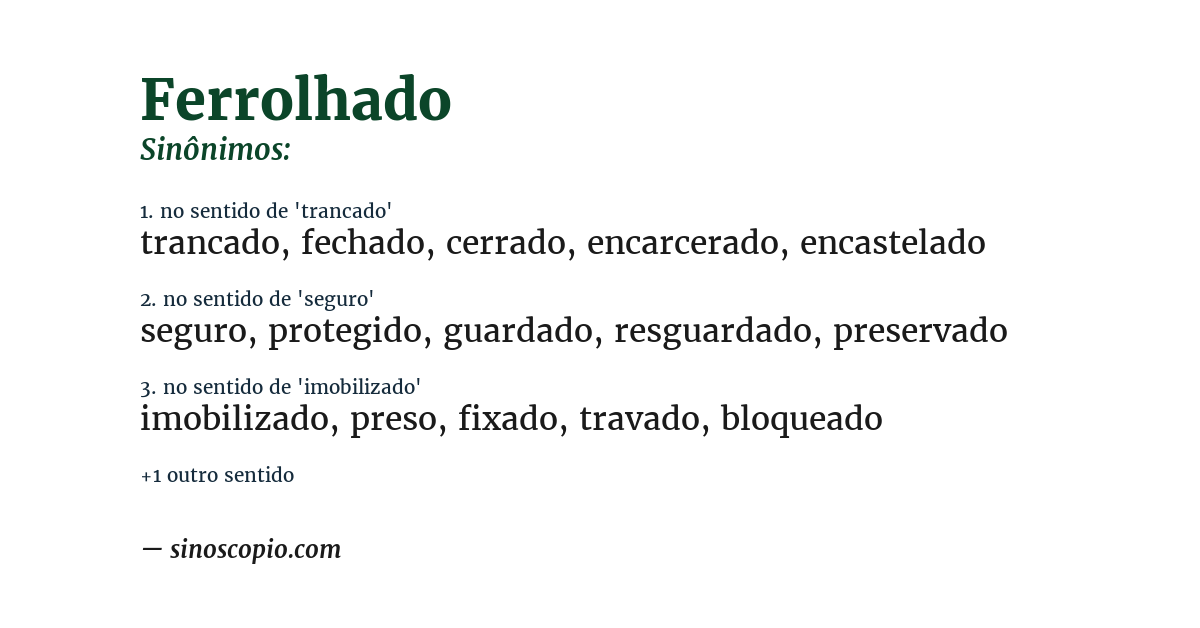 Sinônimo de ferrolhado