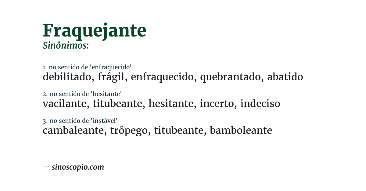 Sinônimo de fraquejante