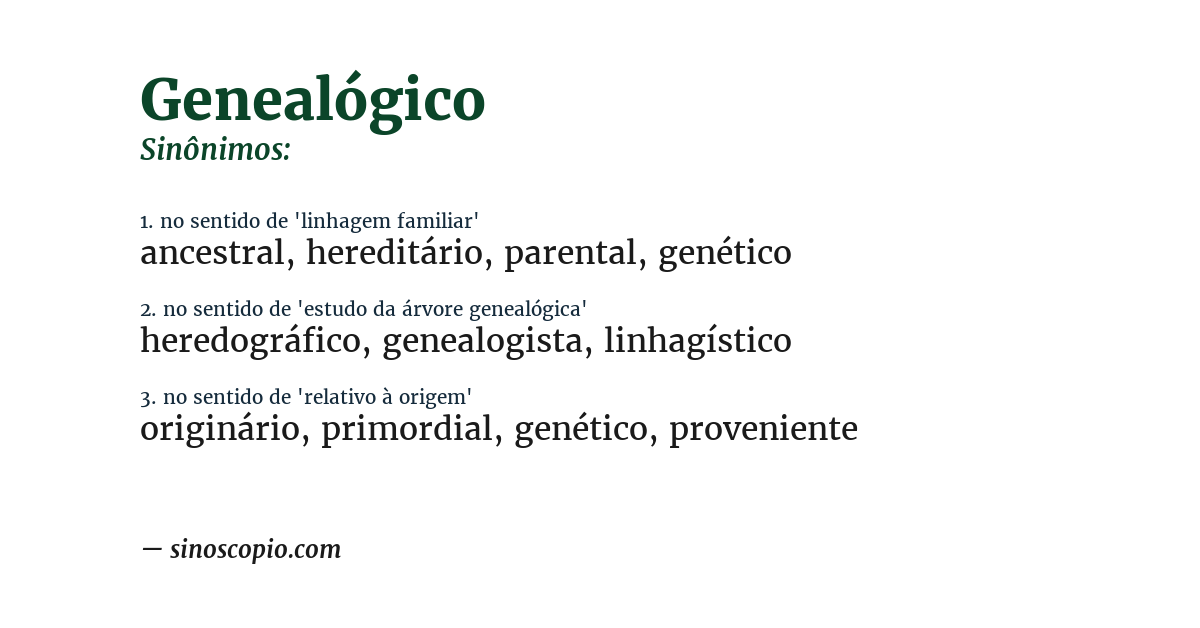 Sinônimo de genealógico