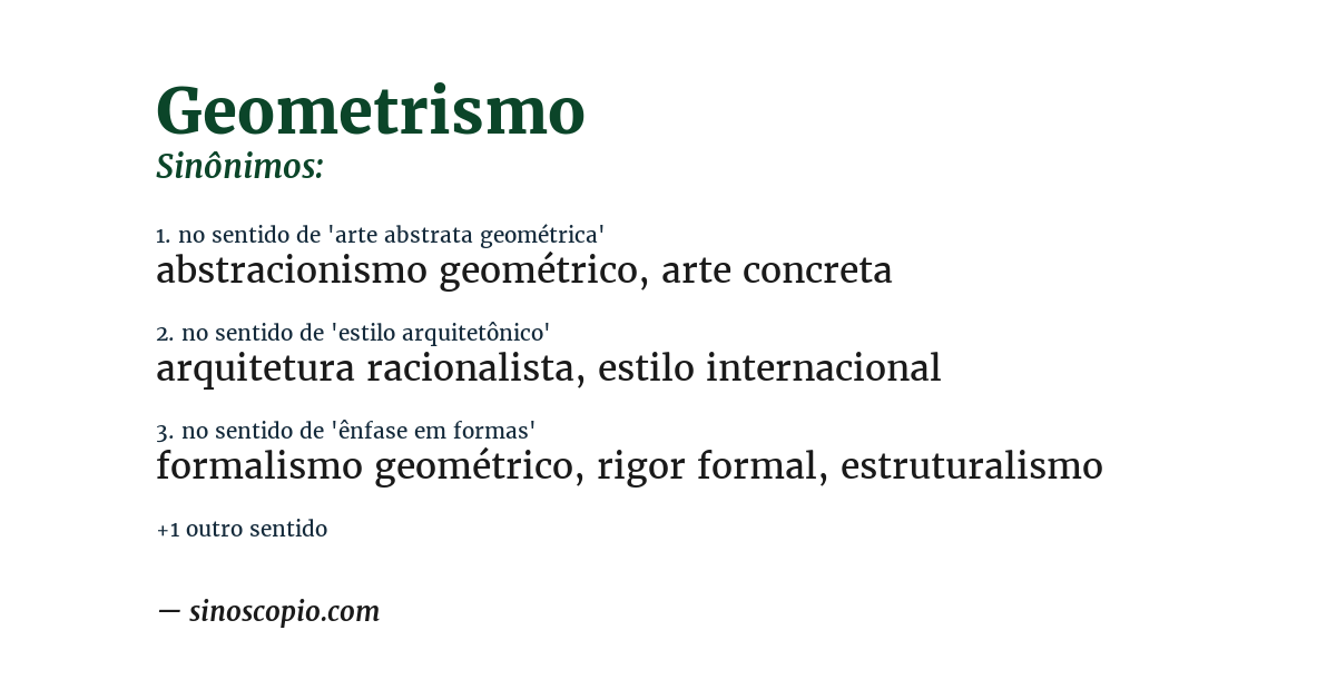 Sinônimo de geometrismo