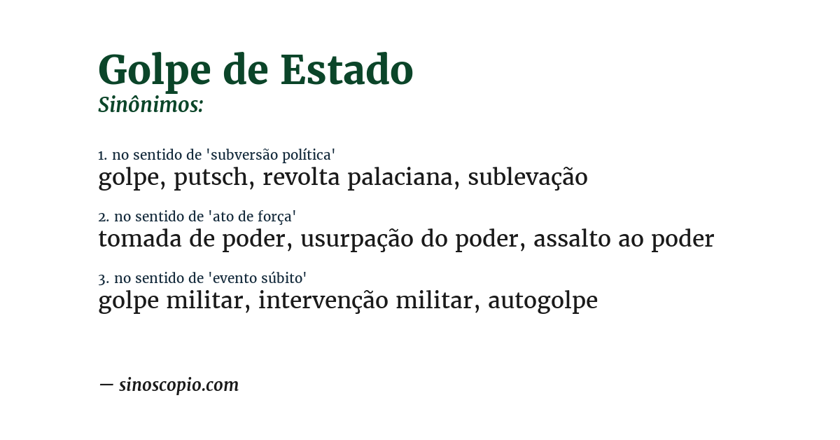 Sinônimo de golpe de estado