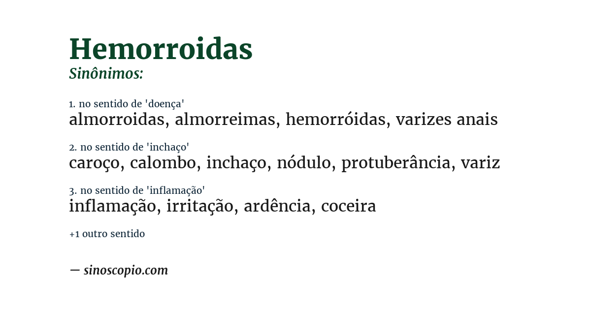 Sinônimo de hemorroidas