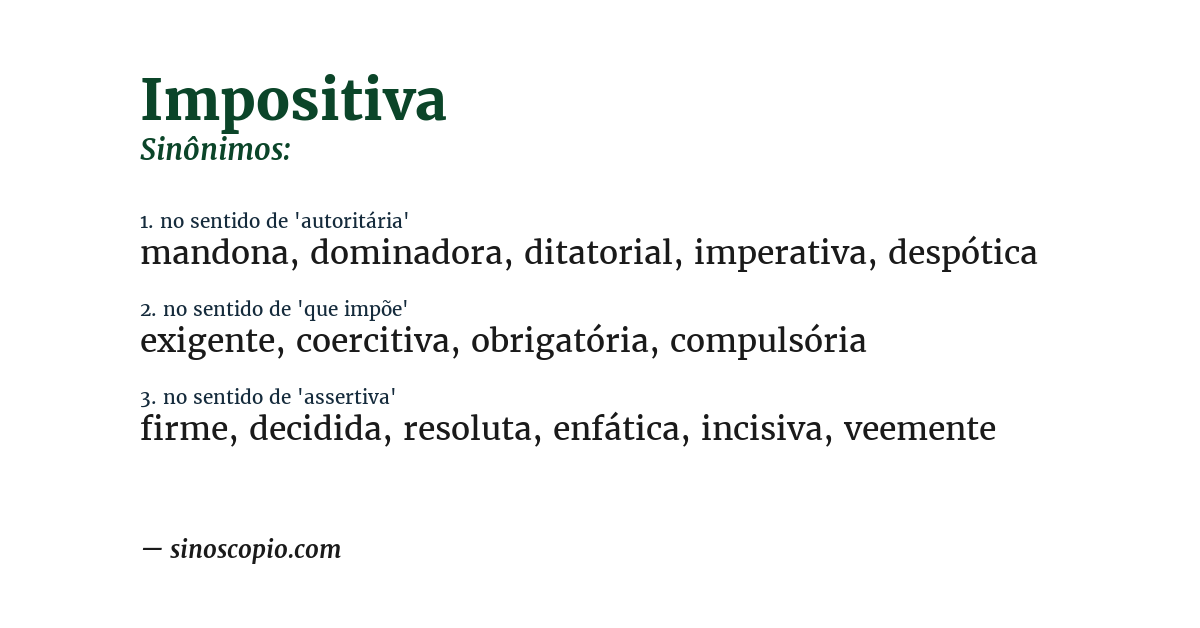 Sinônimo de impositiva