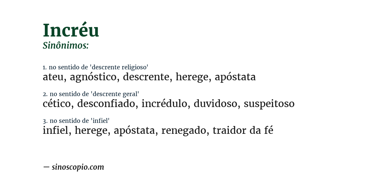 Sinônimo de incréu