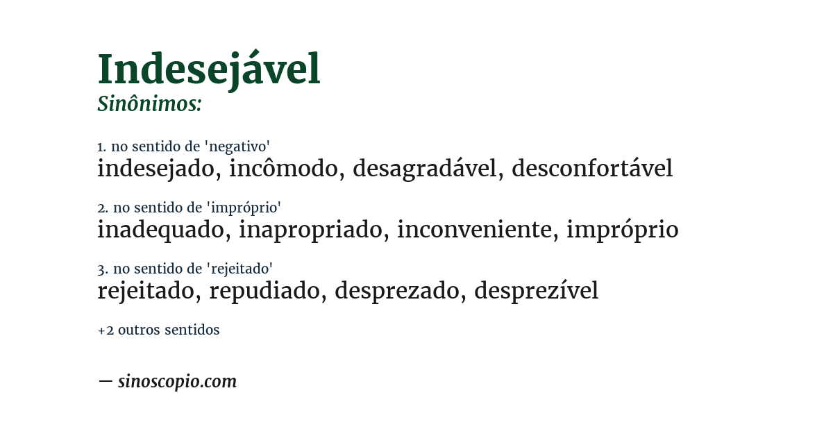 Sinônimo de indesejável