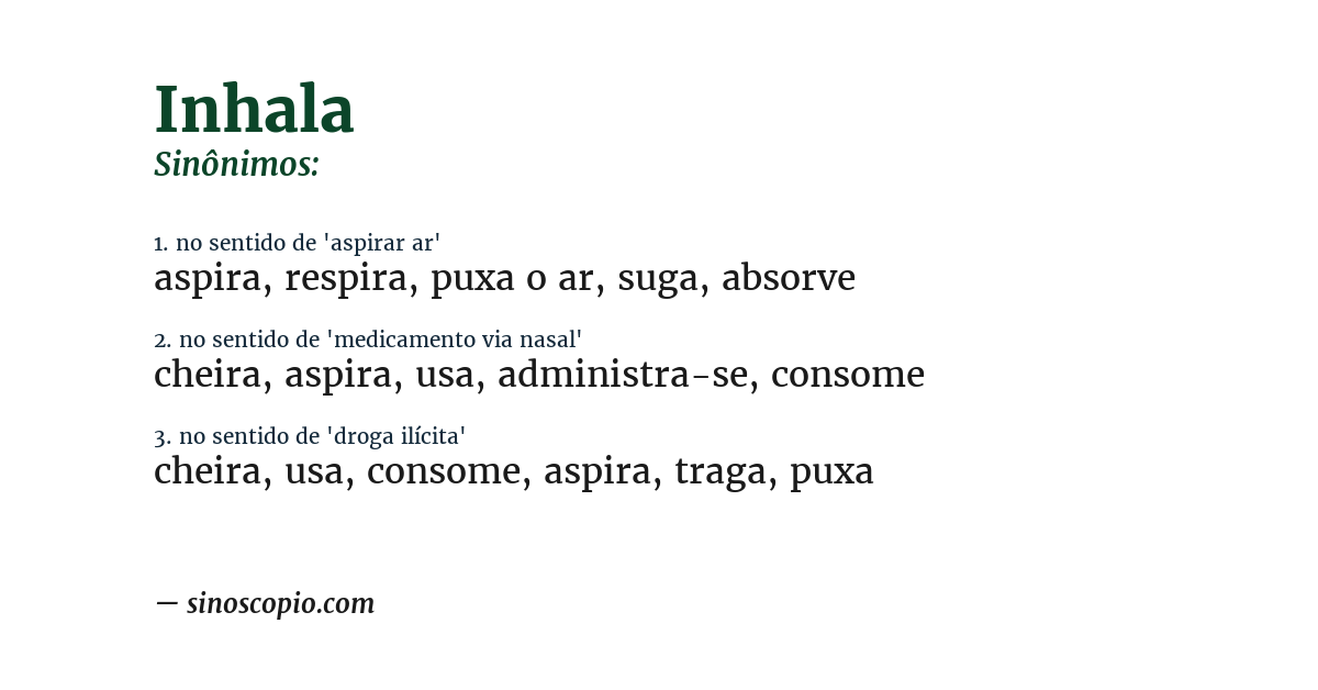 Sinônimo de inhala