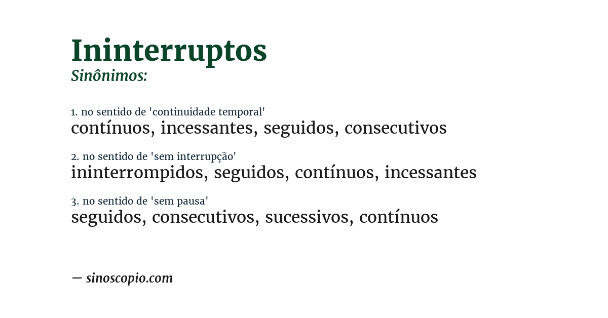 Sinônimo de ininterruptos