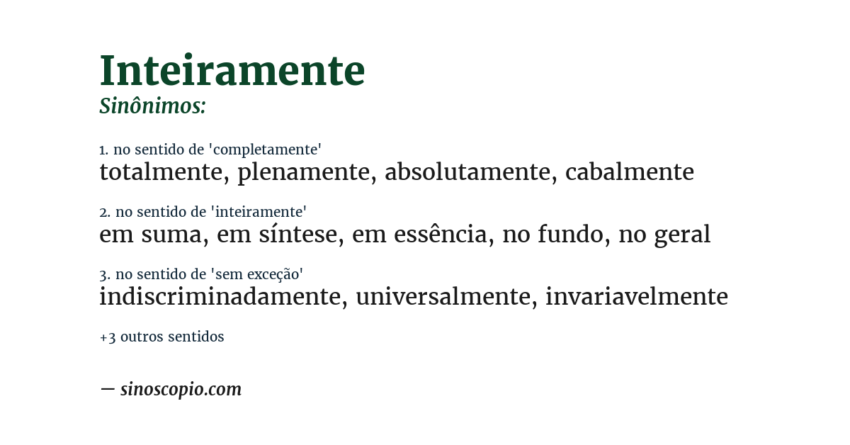 Sinônimo de inteiramente